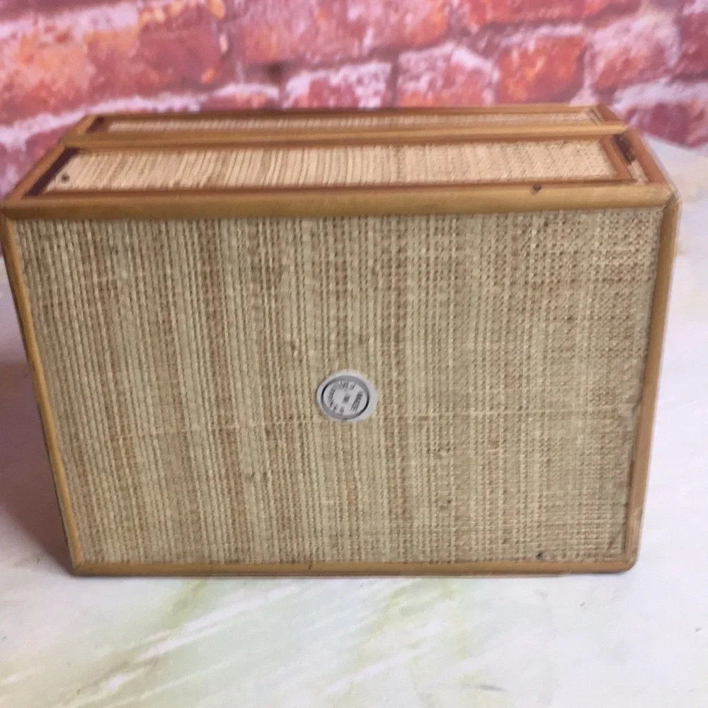 Vintage MCM Woven Rattan Bamboo Naitical Trinket Box